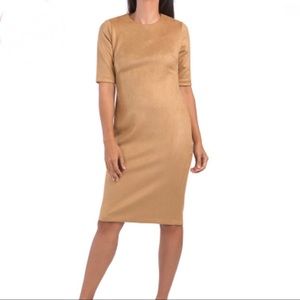 NWT Anne Klein Faux Suede Dress in Camel Sz 4